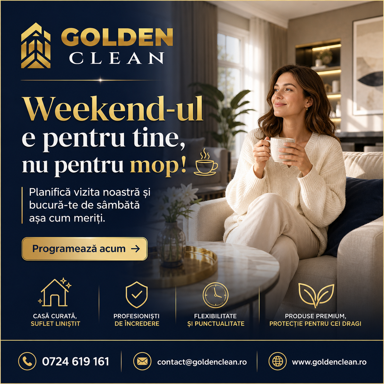 Curățenie la domiciliu București pentru weekend | Goldenclean.ro